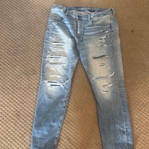 American Eagle Outfitters Blue Skinny Jeans Distressed